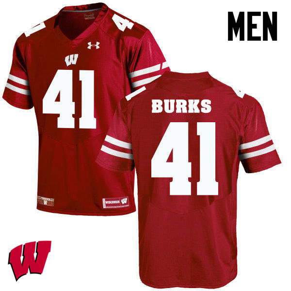 Wisconsin Badgers Men's #41 Noah Burks NCAA Under Armour Authentic Red College Stitched Football Jersey NK40R06AW